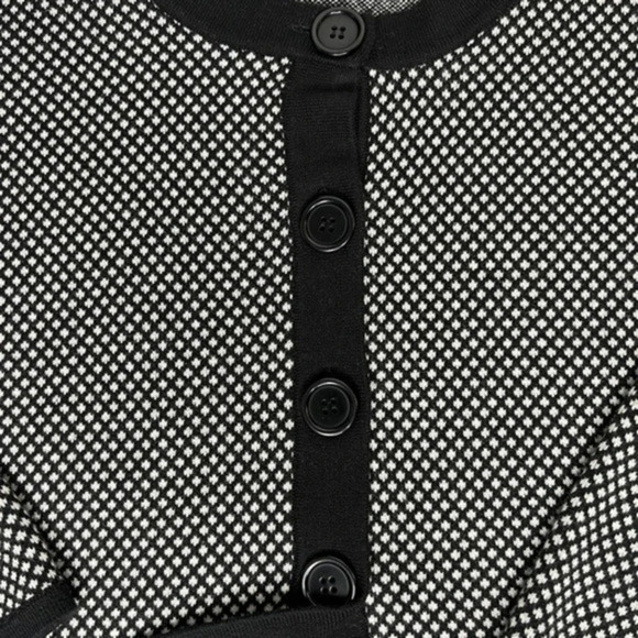 Vintage Pine Needles Black White 3/4 Sleeve Cardigan Size Large - Picture 6 of 9